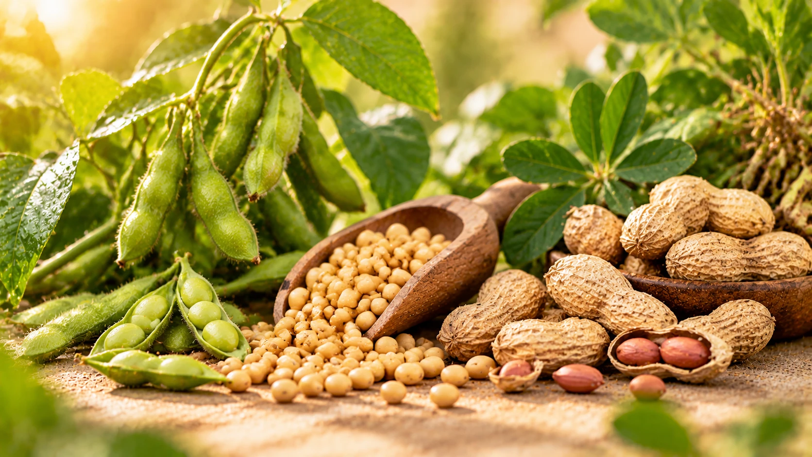 Decorative soybean and groundnut crop illustration